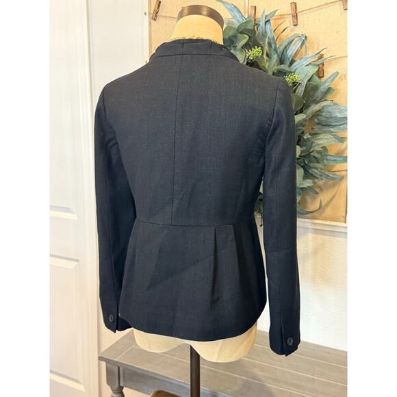 J.CREW Black Wool Silk Scallop Neck Jacket Blazer Top Women's Size 2 - Picture 4 of 11
